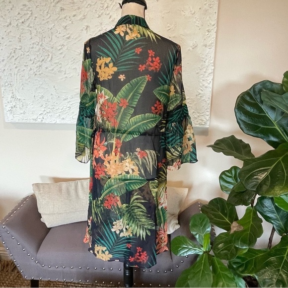 Zara Tropical Print Chiffon Cover Up Tunic Size Small - Picture 6 of 8
